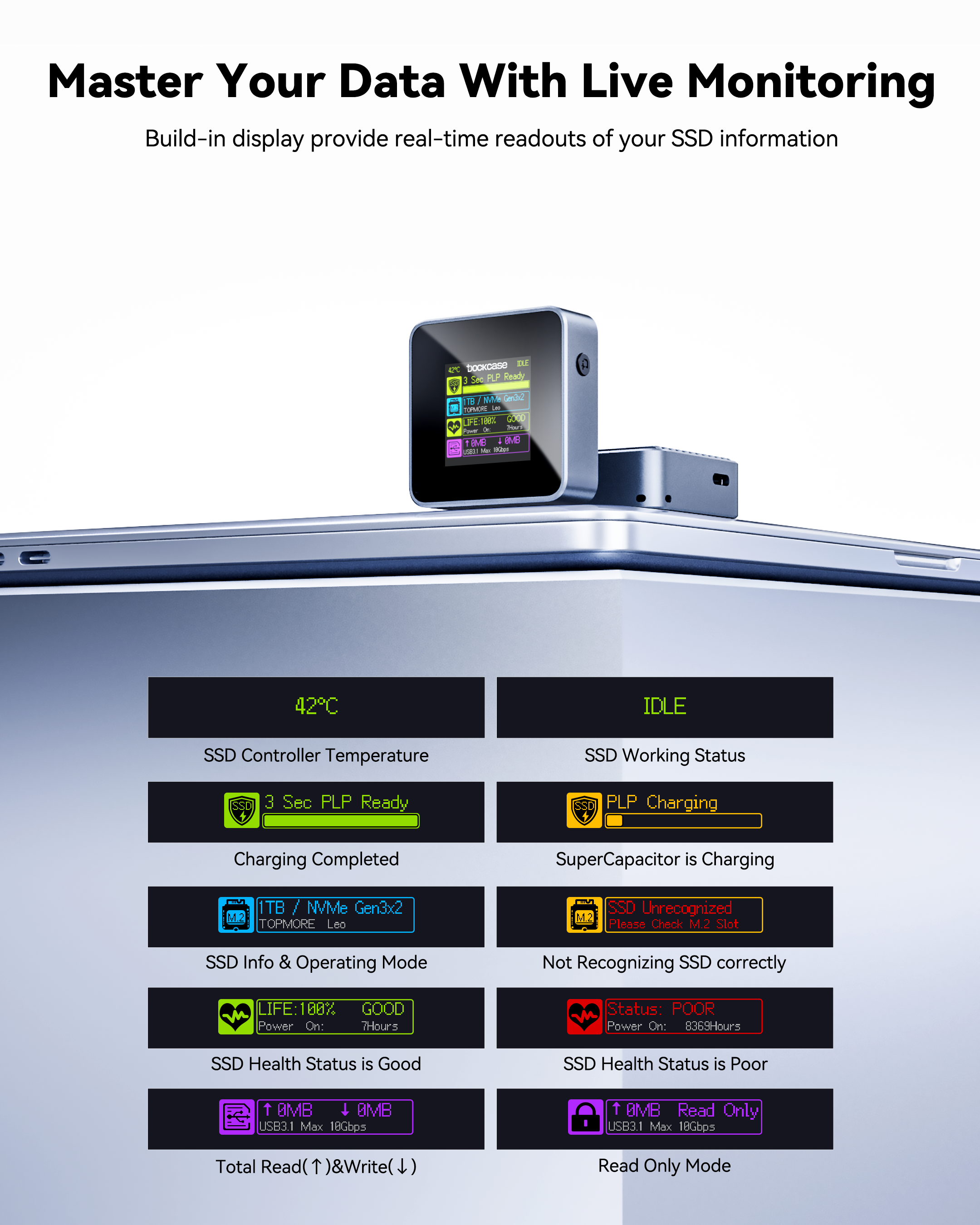 Dockcase Pocket Smart 2230 M.2 NVMe SSD Enclosure - Grey