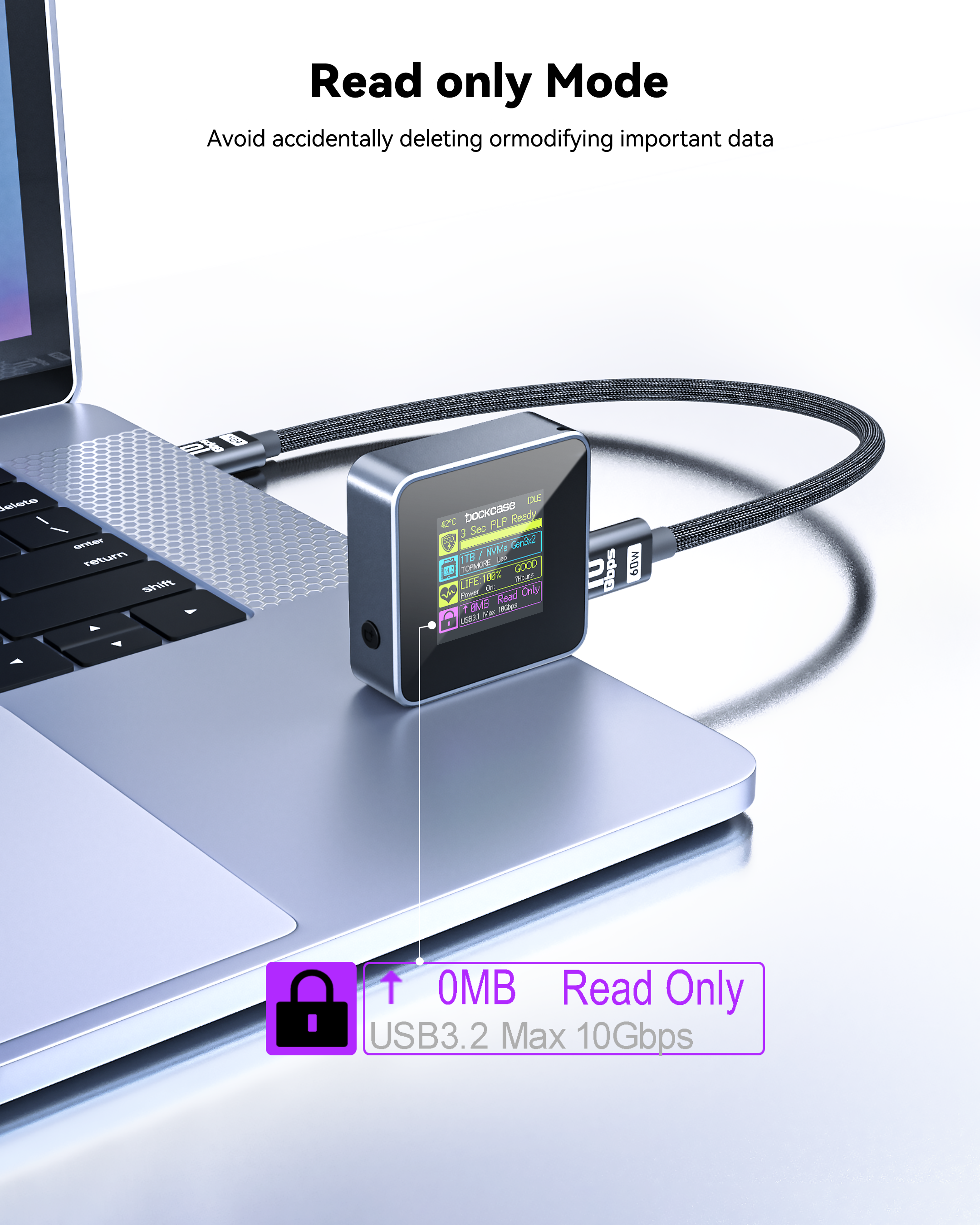 Dockcase Pocket Smart 2230 M.2 NVMe SSD Enclosure - Grey