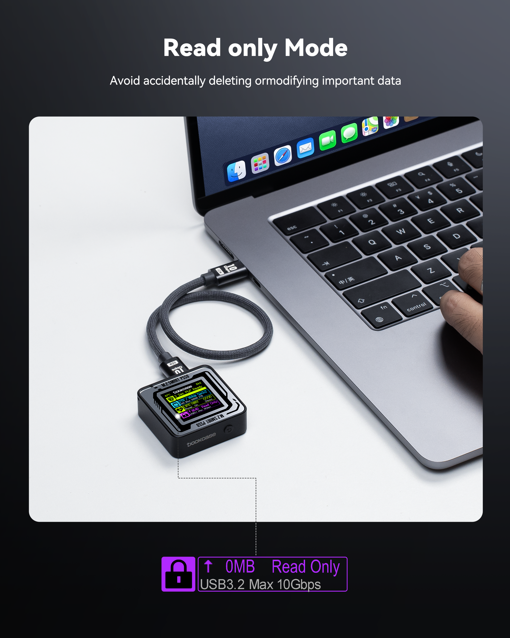 Dockcase Pocket Smart 2230 M.2 NVMe SSD Enclosure - Matte Black