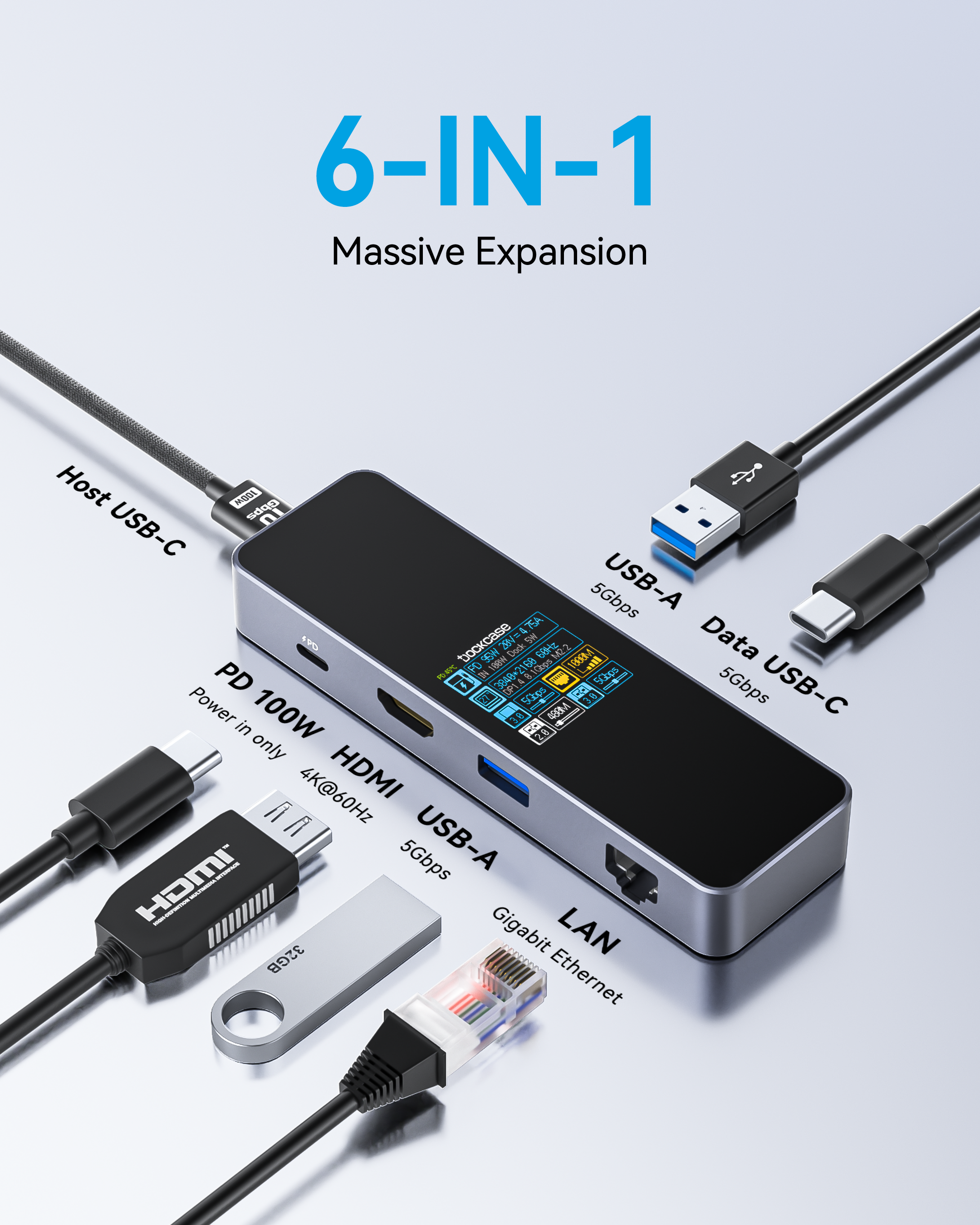 Dockcase Smart 6-in-1 USB-C Hub