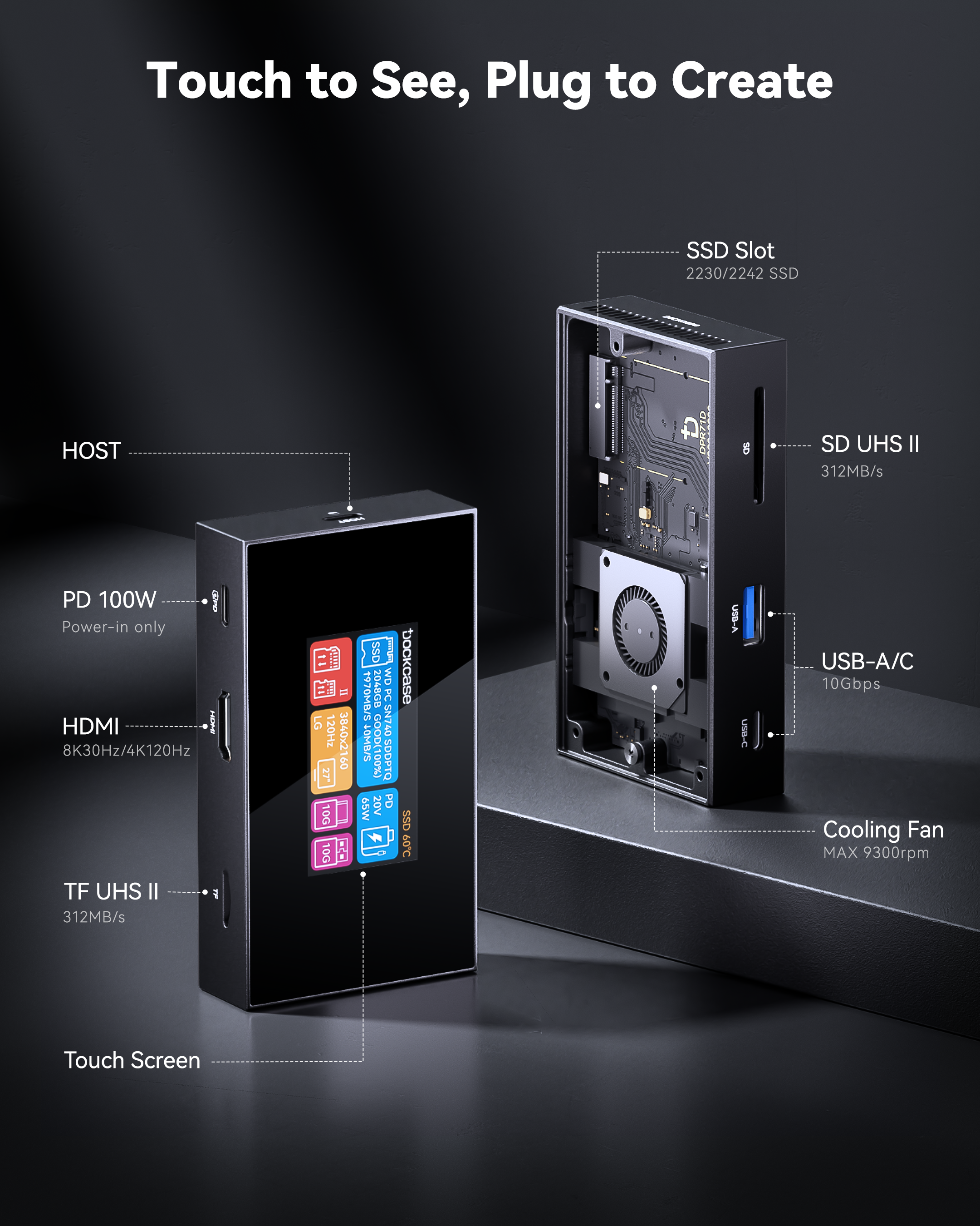 Dockcase Smart USB-C Hub 7-in-1 with M.2 SSD Enclosure