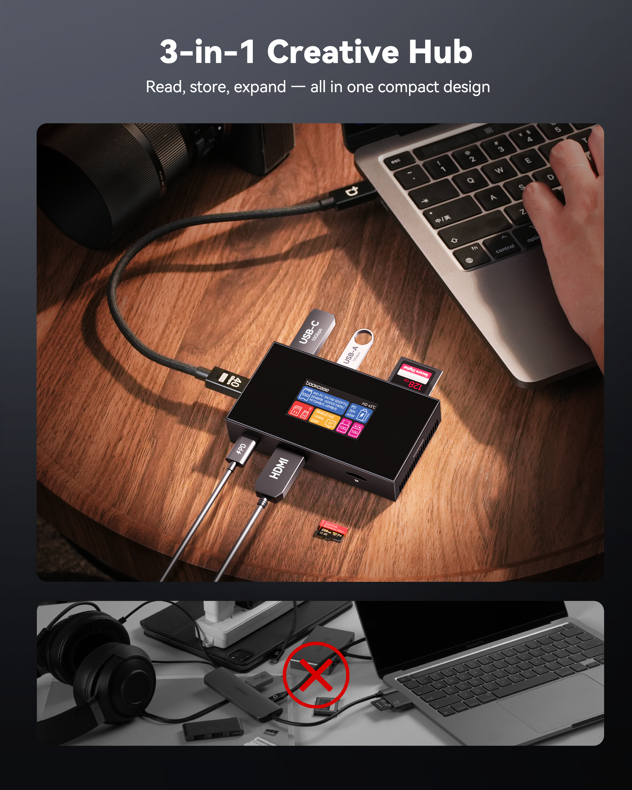 Dockcase Smart USB-C Hub 7-in-1 with M.2 SSD Enclosure