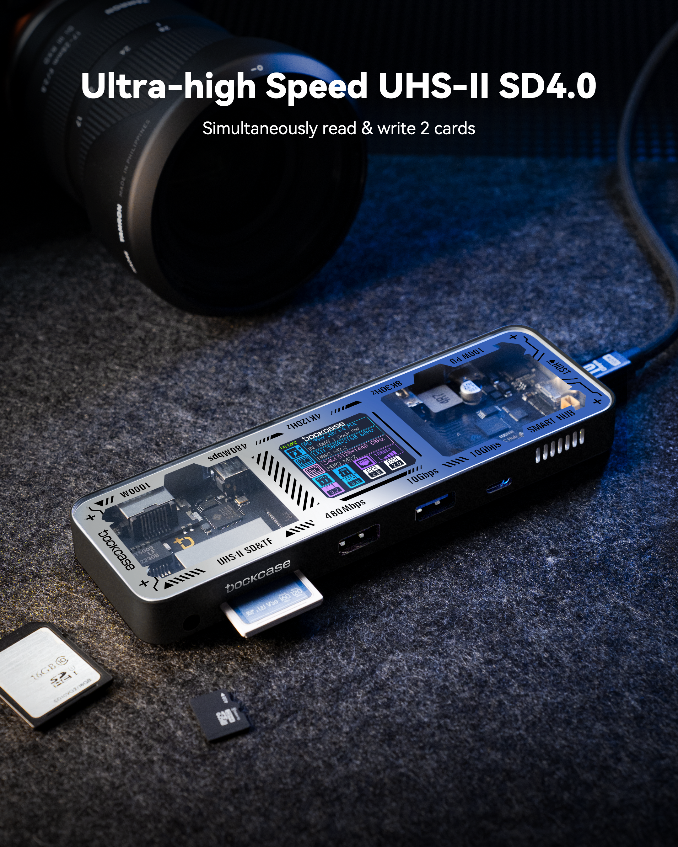 Dockcase Smart 10-in-1 USB-C Hub - HDMI & DP (Explorer Edition)