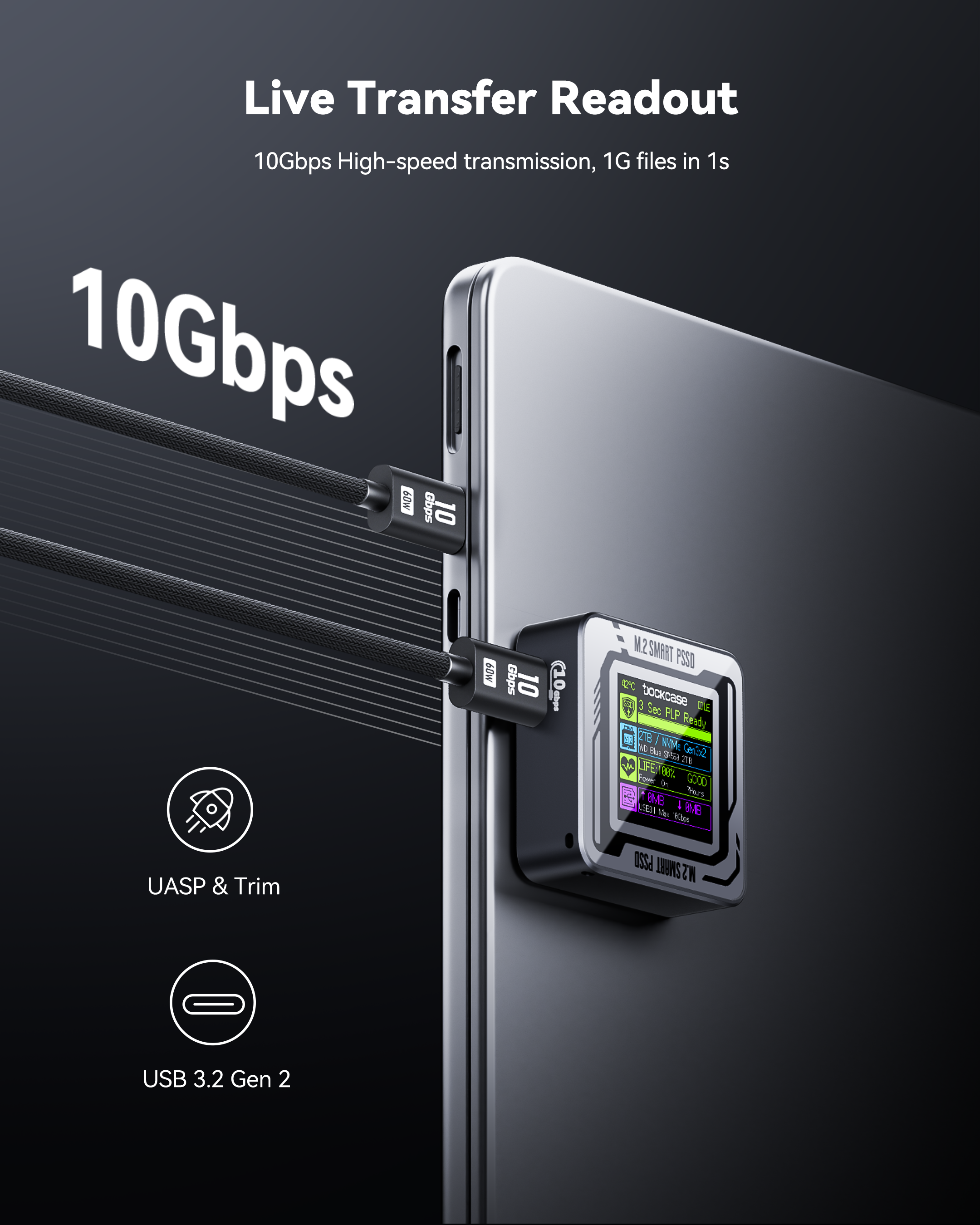 Dockcase Pocket Smart 2230 M.2 NVMe SSD Enclosure - Matte Black